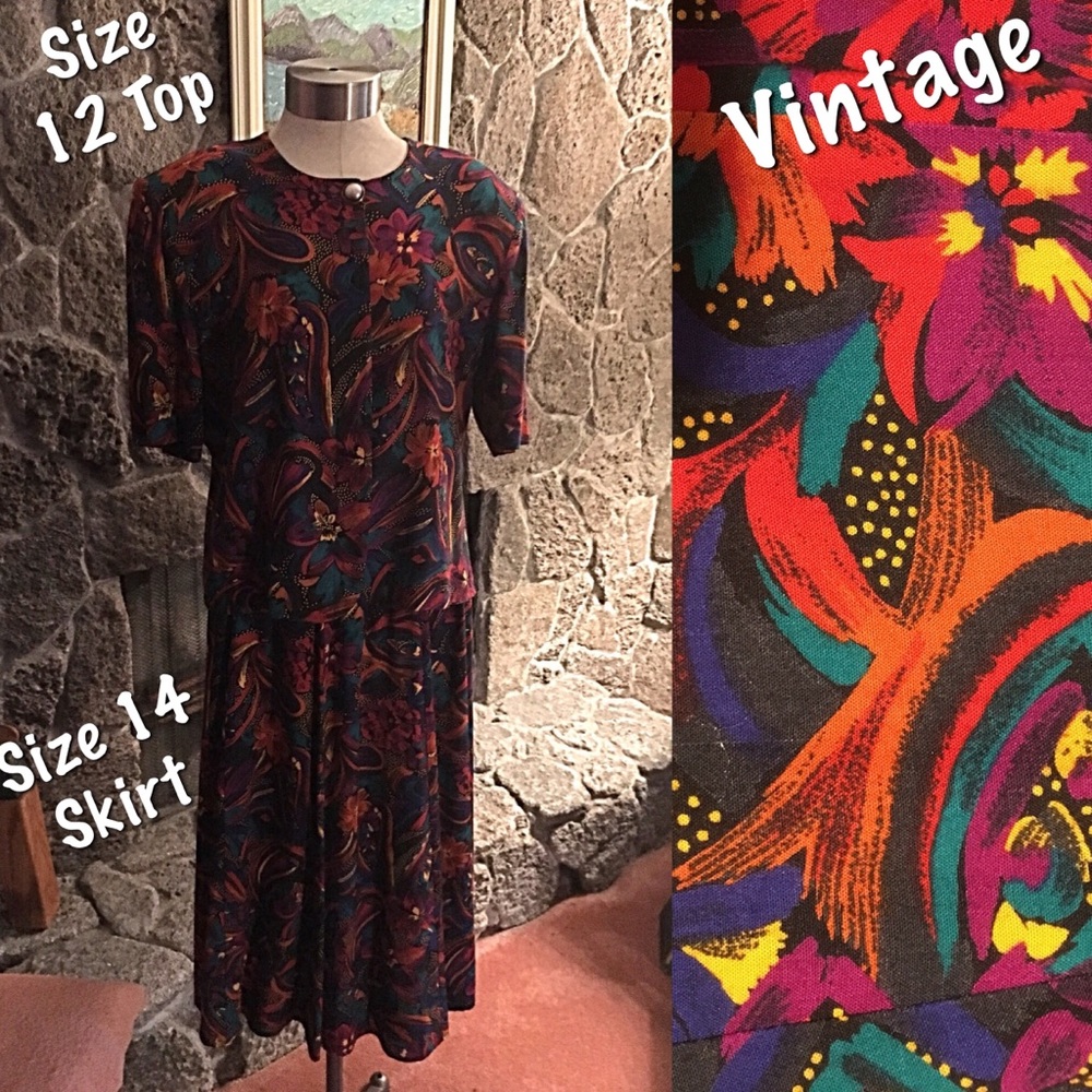 Vintage Norton McNaughton 2 Piece Top & Skirt